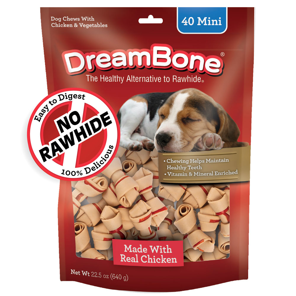 Chicken Mini Rawhide Free Bone Chews for Dogs DreamBone